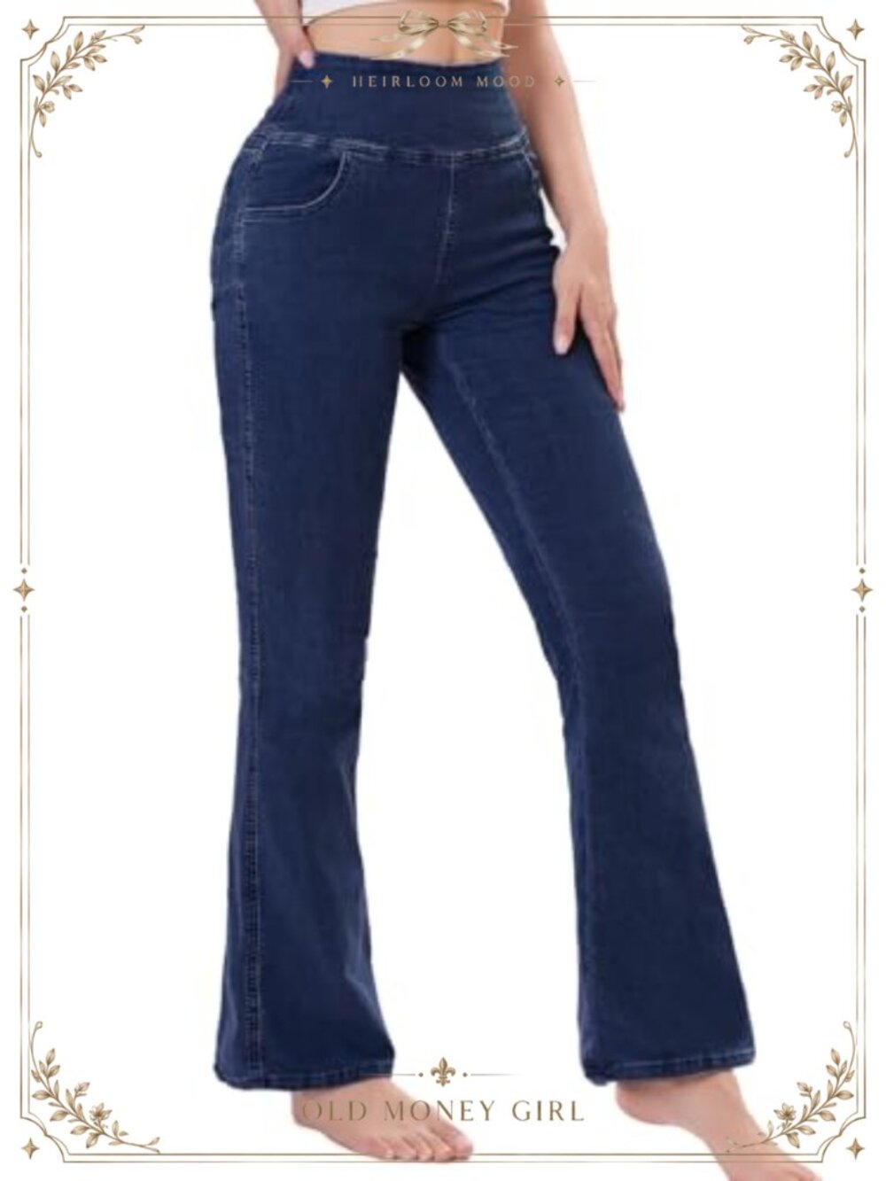 Pull On Flare Jeans High Waisted Tummy Control Stretchy Boot Cut Legging